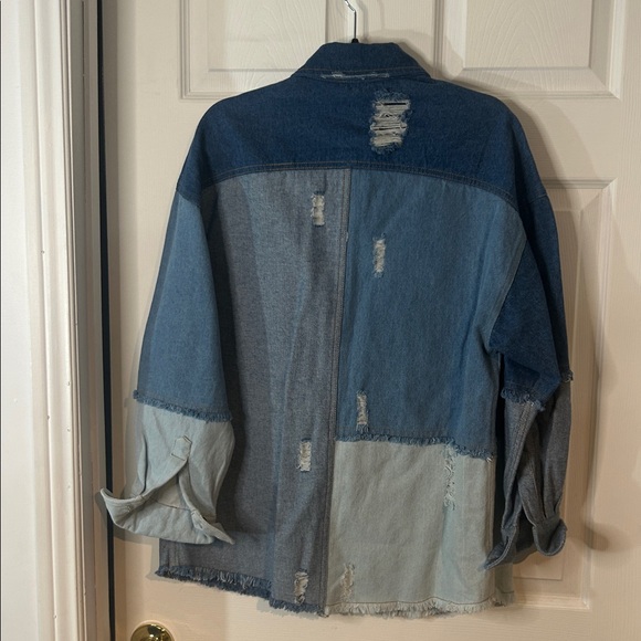 NWT Elan Blue Patchwork Denim Jacket size small - Picture 7 of 13